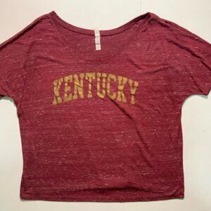 Bella Canvas Women Sz Large Maroon Gold UK Kentucky Wildcat‎ Oversize Shirt (I)